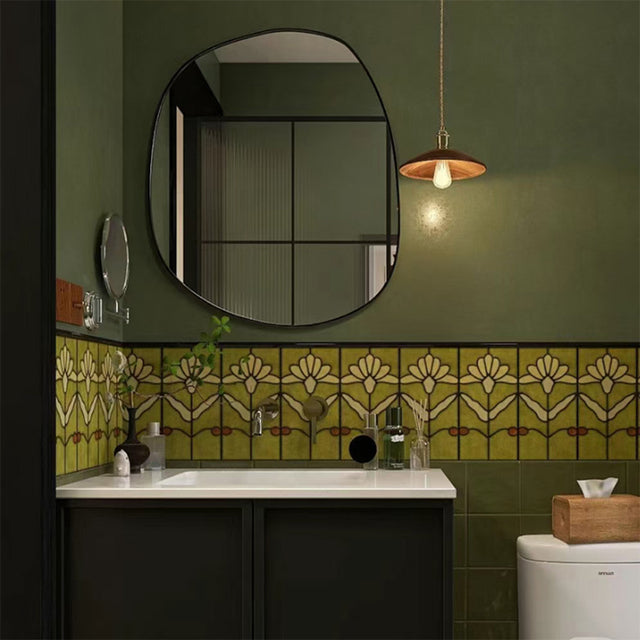 french retro enamel relief wall tile in the bathroom