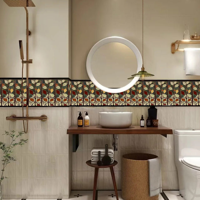 french retro enamel relief wall tile in the bathroom