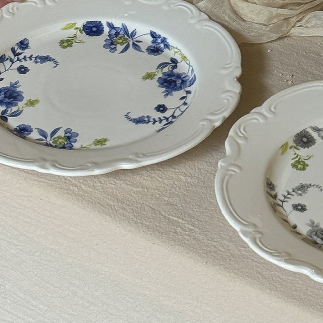 french vintage floral embossed plate details