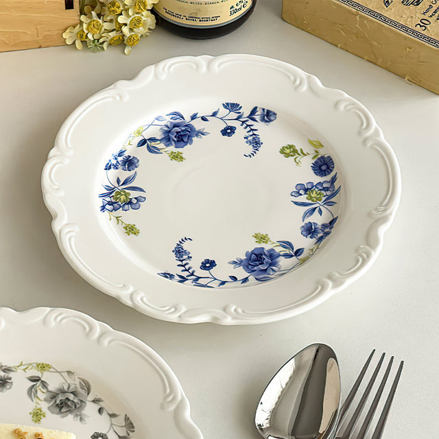 french vintage floral embossed plate details