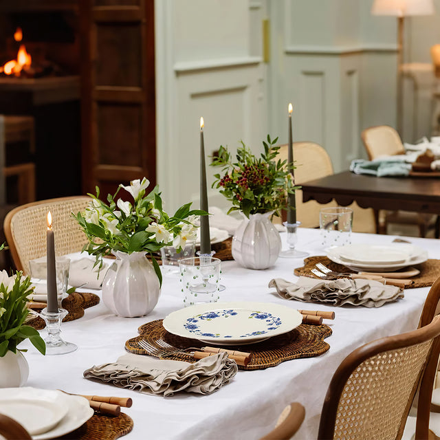 french vintage floral embossed plate in the dining room