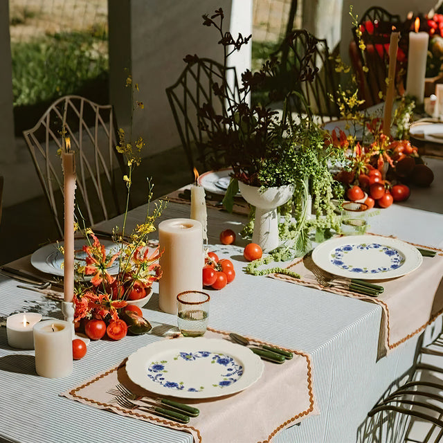 french vintage floral embossed plate on the table