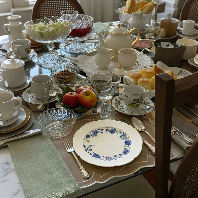 french vintage floral embossed plate on the table