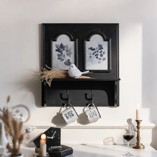 french vintage wooden black wine rack wall shelf hanging