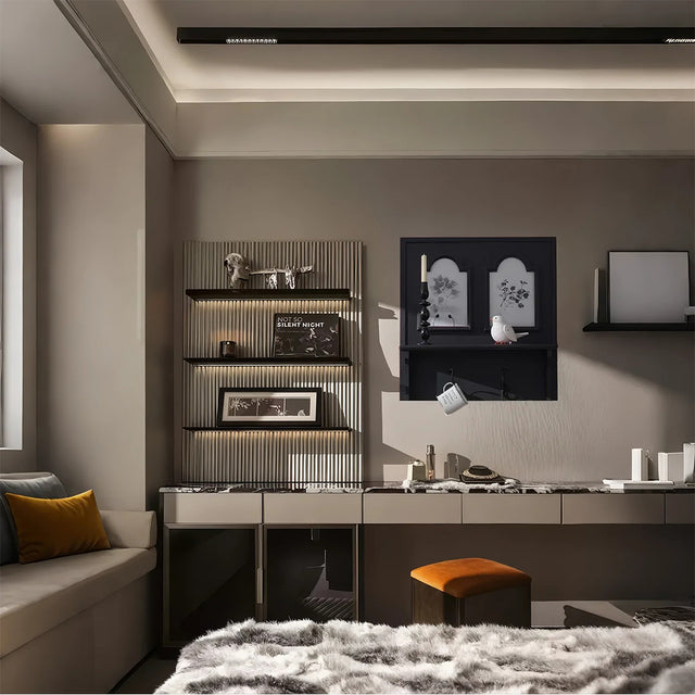 french vintage wooden black wine rack wall shelf in the bedroom