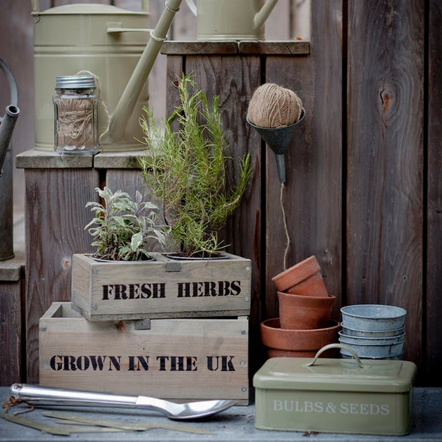 garden herbs tools display