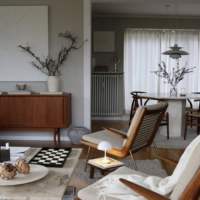 genuine horsehair and leather chessboard patterned tray on the table