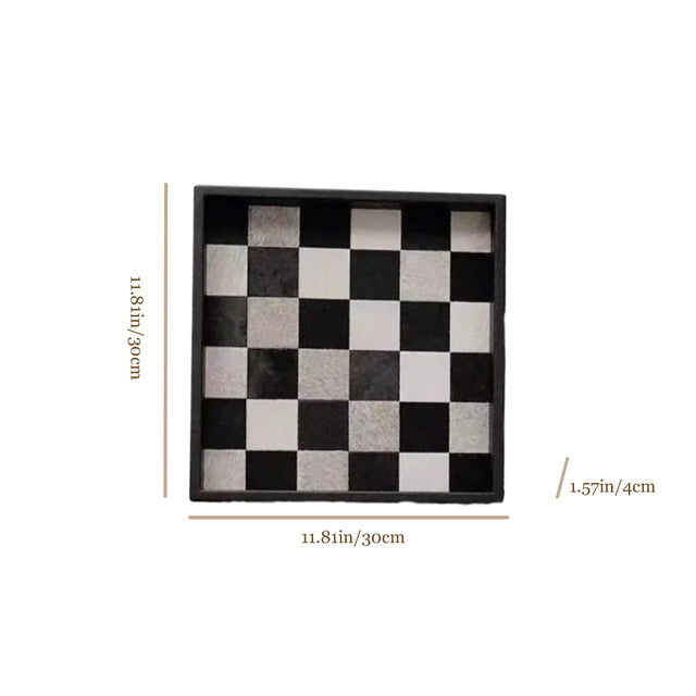 genuine horsehair and leather chessboard patterned tray size chart