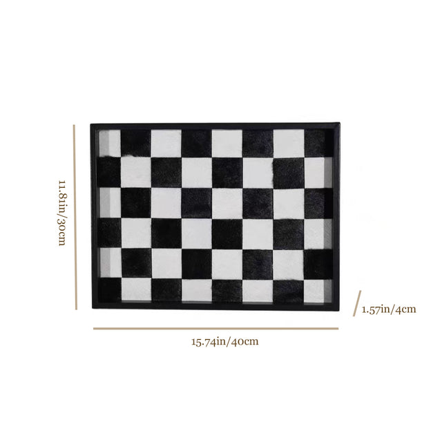 genuine horsehair and leather chessboard patterned tray size chart