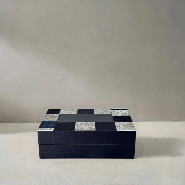 genuine horsehair checkered pattern storage box