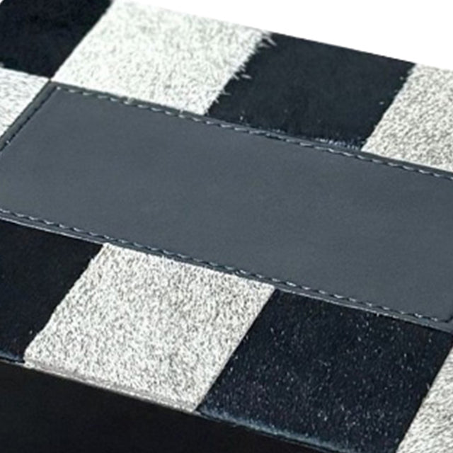 genuine horsehair checkered pattern storage box details
