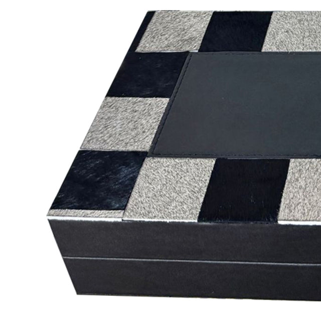genuine horsehair checkered pattern storage box details