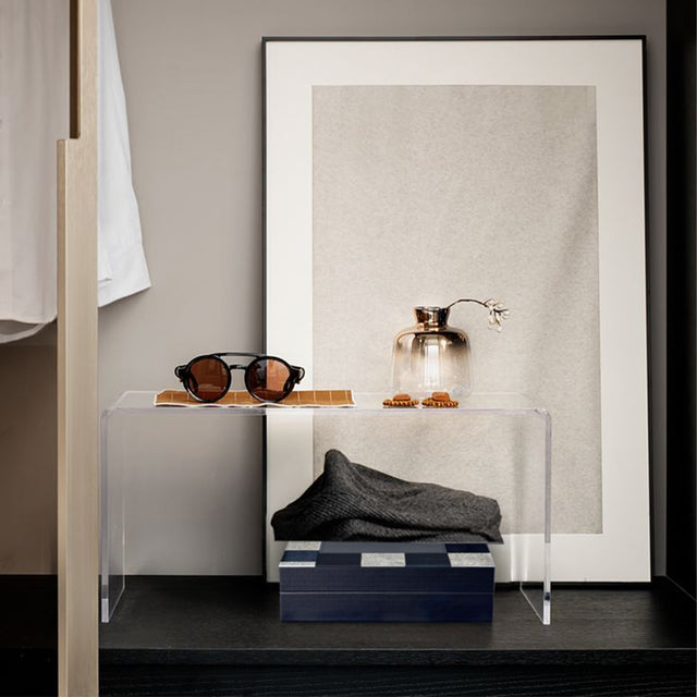 genuine horsehair checkered pattern storage box on the table