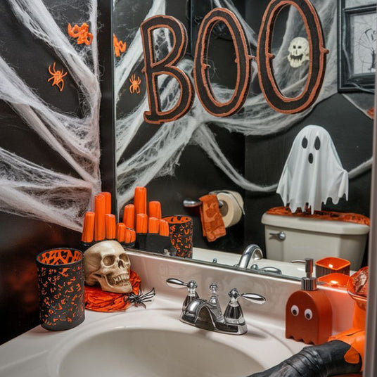 ghost shaped ceramic press-type dispenser bottle as halloween decor