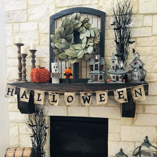 ghost witch doll resin figurine bad pumpkin ghost on fireplace