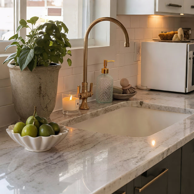 glass dispenser pump clear bottles in the kitchen