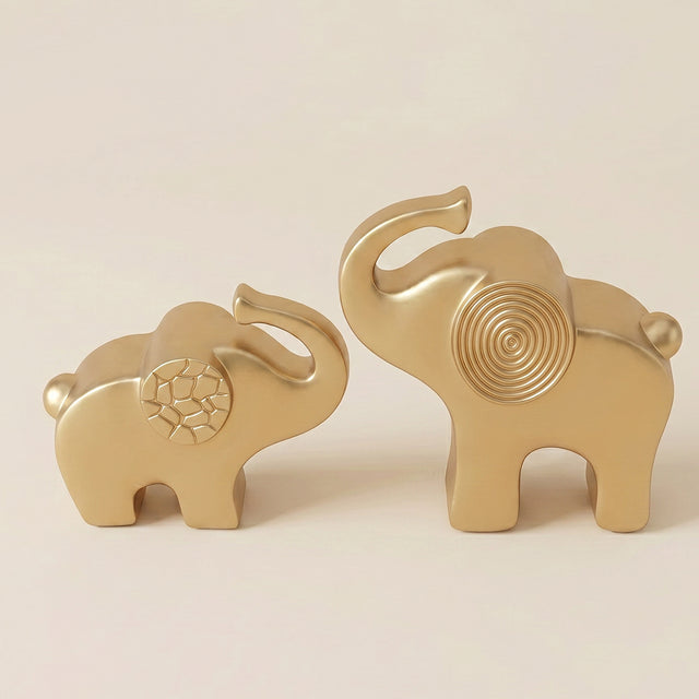gold elephant sculptures high angle view