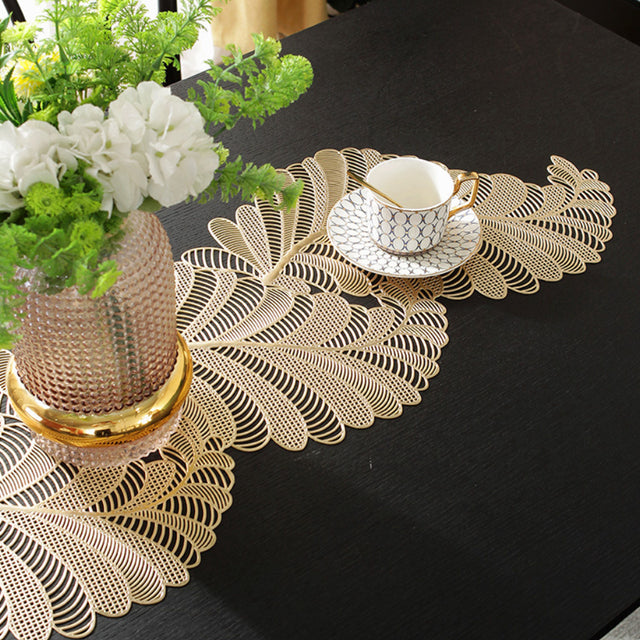 gold foil leaf cutout PVC placemat details
