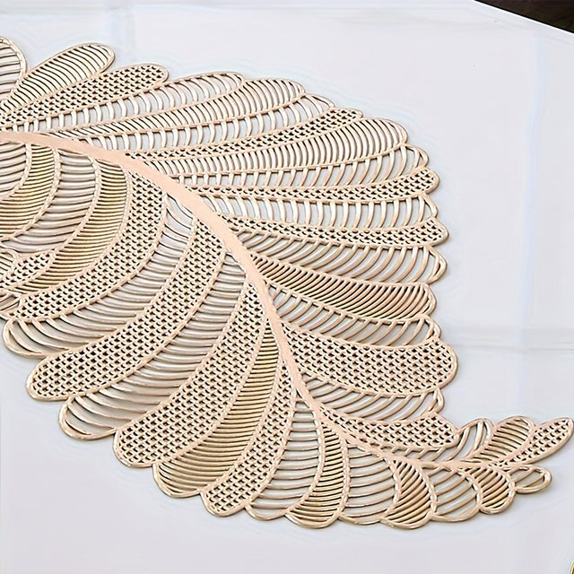 gold foil leaf cutout PVC placemat details