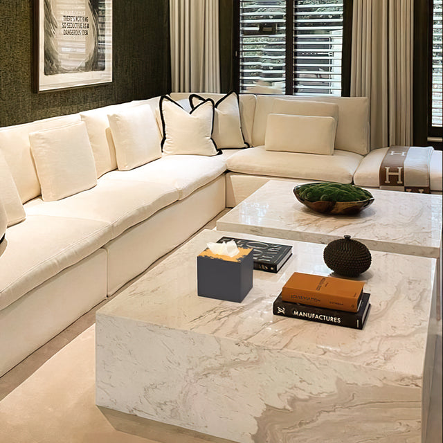 gold lacquer tissue box cover in the living room