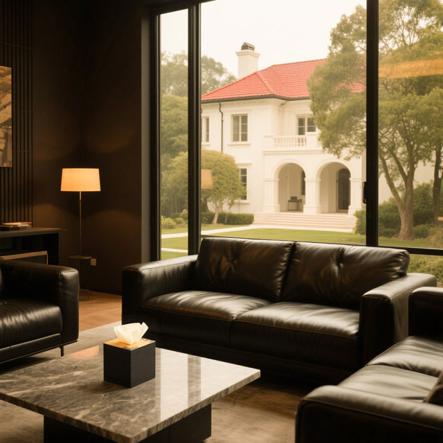 gold lacquer tissue box cover in the living room