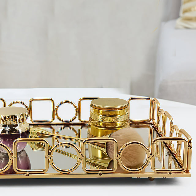 gold metal decorative tray details