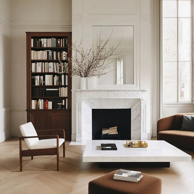 gold metal decorative tray on the coffee table