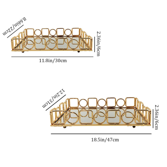 gold metal decorative tray size chart