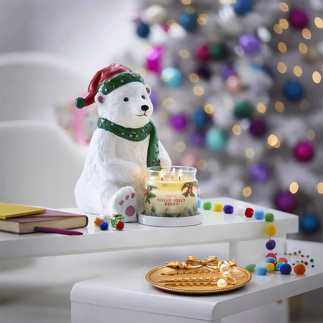 gold round resin tray as Christmas decor