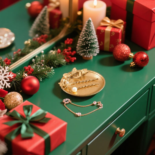 gold round resin tray as Christmas decor