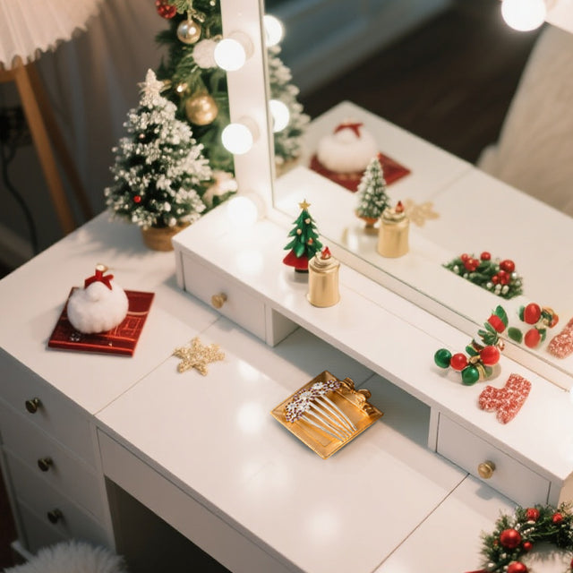 gold square resin tray as Christmas decor