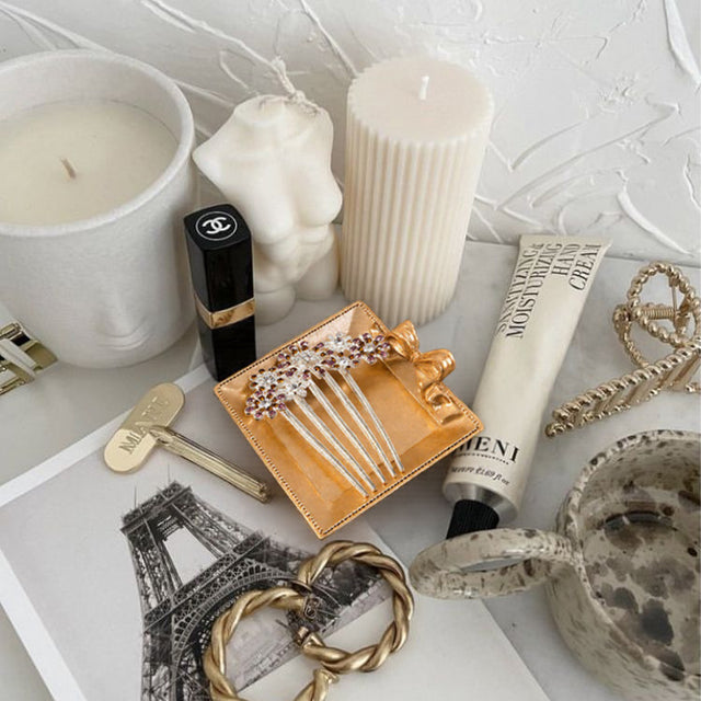 gold square resin tray as jewelry holder