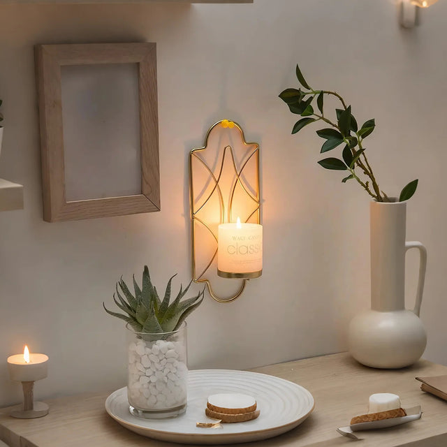 golden multifunctional iron wall hanging shelf place the candles