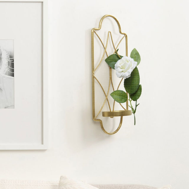 golden multifunctional iron wall hanging shelf simulation flowers