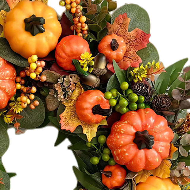golden pumpkin harvest wreath details
