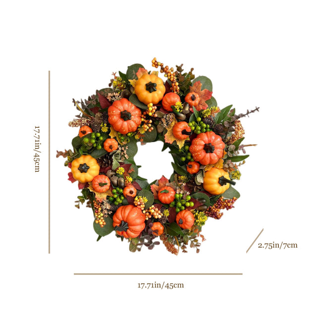 golden pumpkin harvest wreath size chart