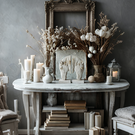 gray resin horse head bookends on a table