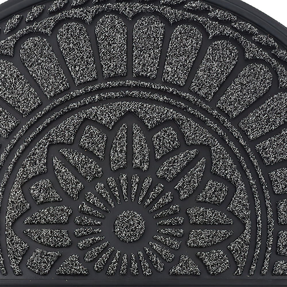 gray semi-circle rubber doormat details