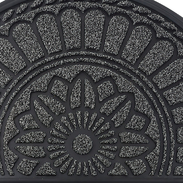 gray semi-circle rubber doormat details