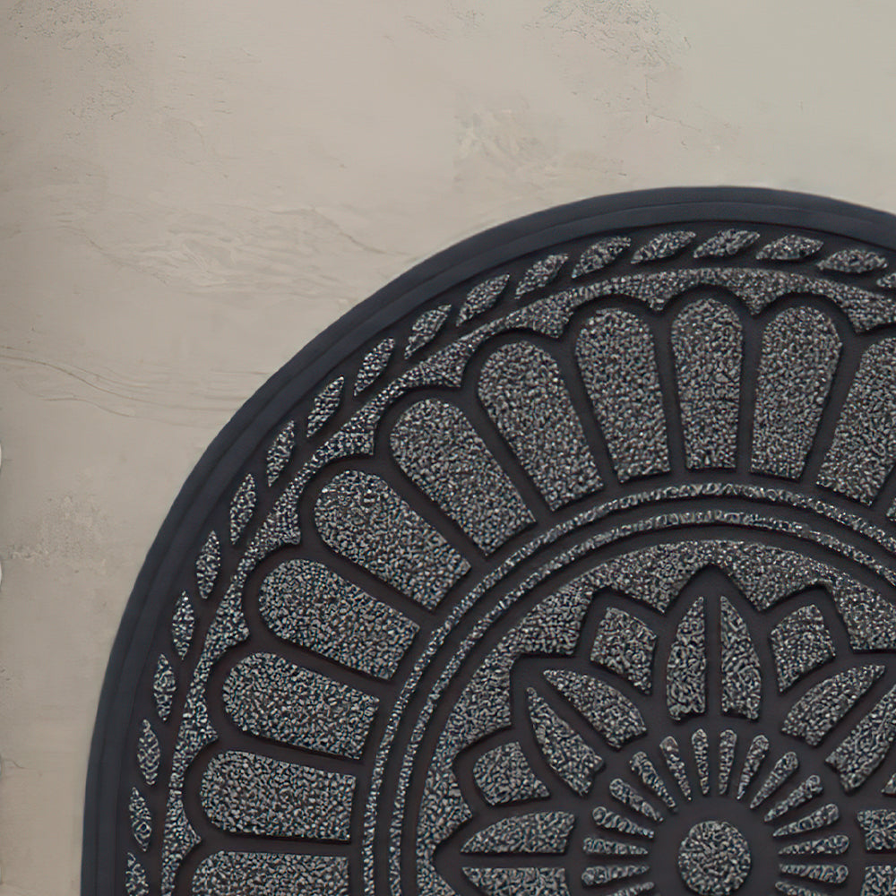 gray semi-circle rubber doormat details