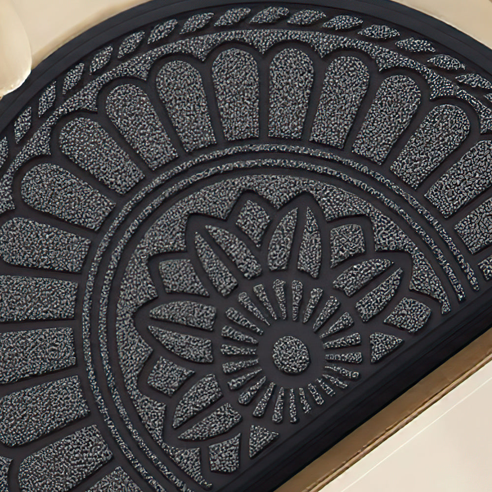 gray semi-circle rubber doormat details