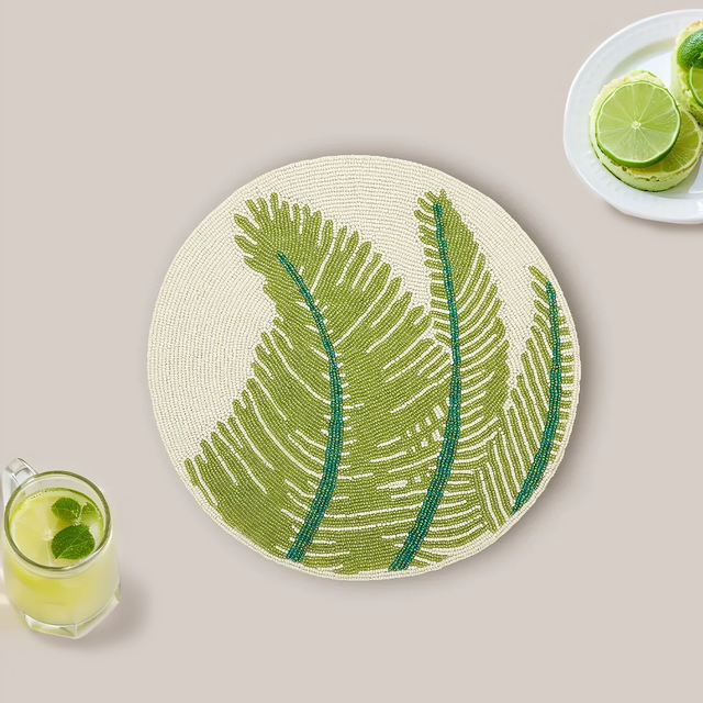 green round glass bead table mat