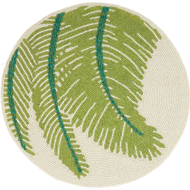 green round glass bead table mat details