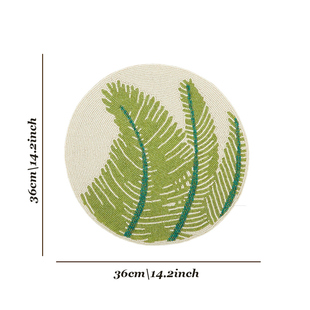 green round glass bead table mat size chart