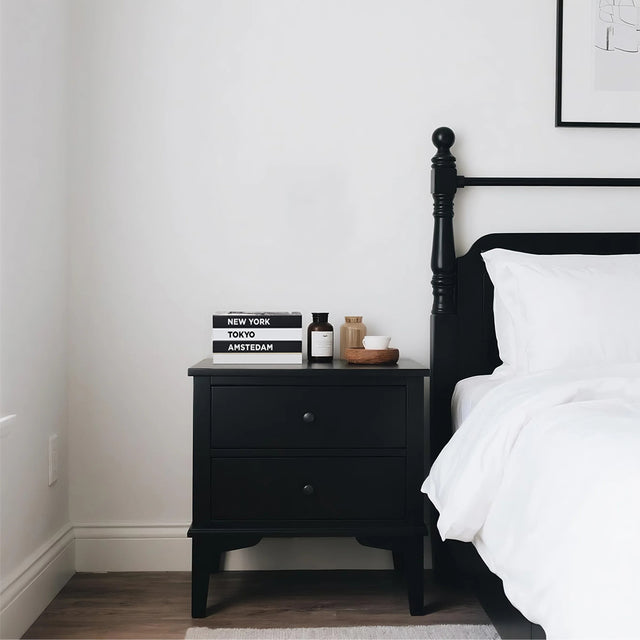 grey decor book on the nightstand