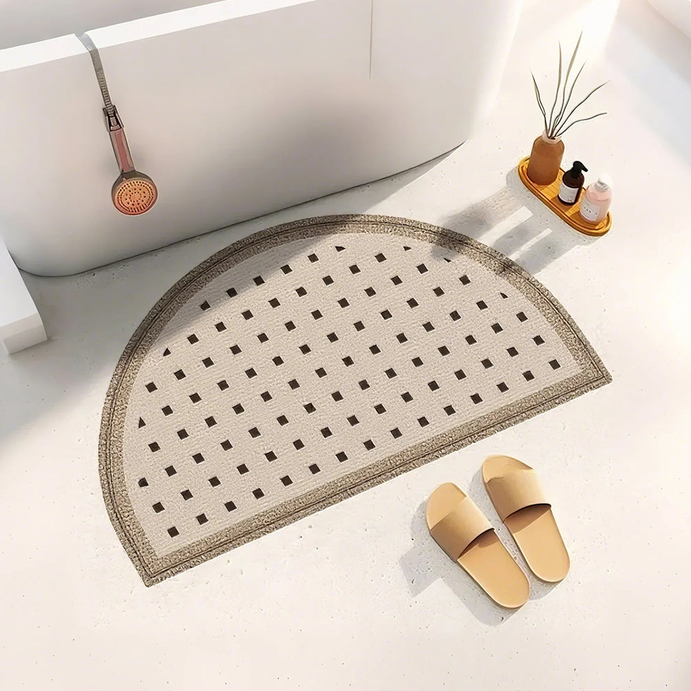 half round doormat in the bathroom