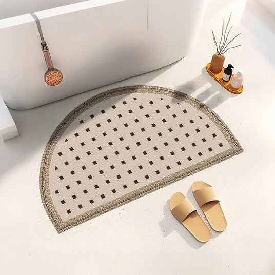 half round doormat in the bathroom