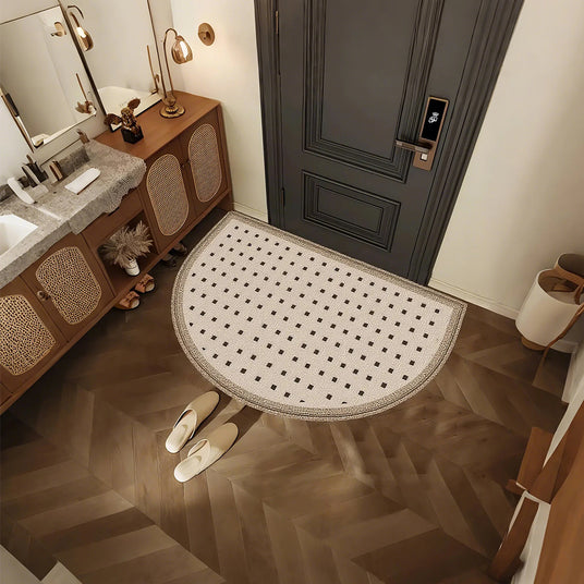 half round doormat in the bathroom