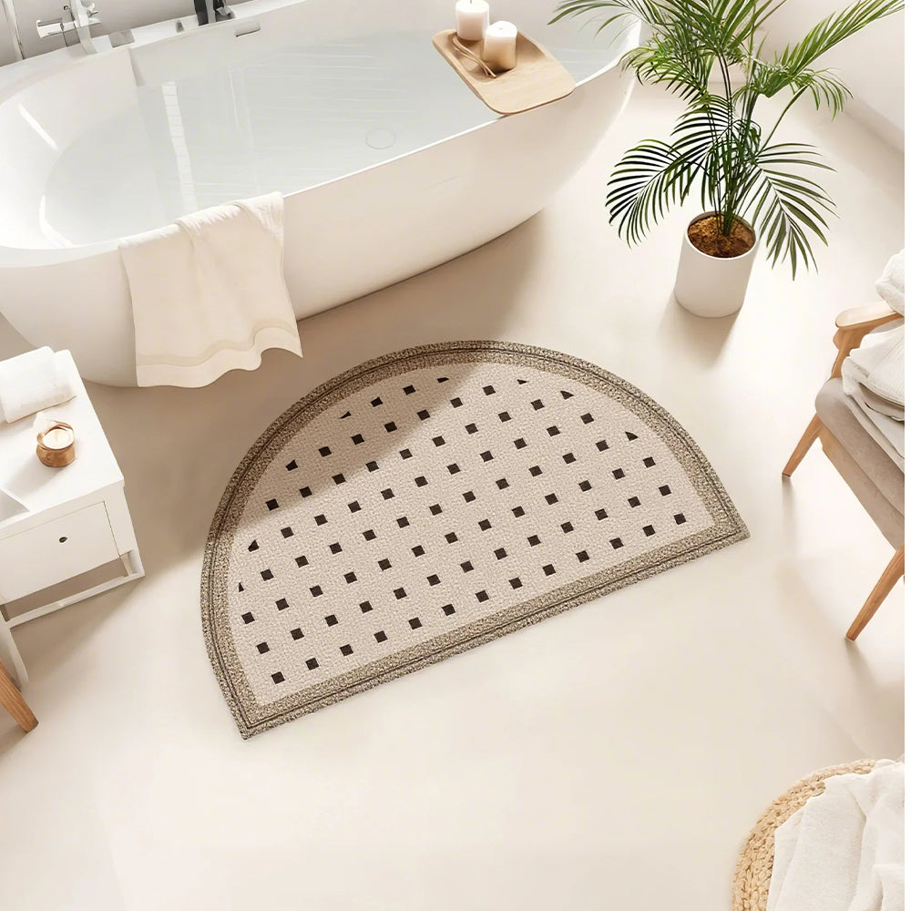 half round doormat in the bathroom