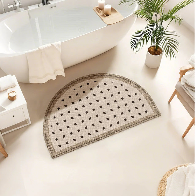 half round doormat in the bathroom